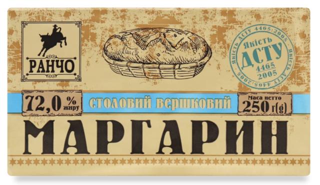 Маргарин Ранчо Вершковий столовий 72%, 250г